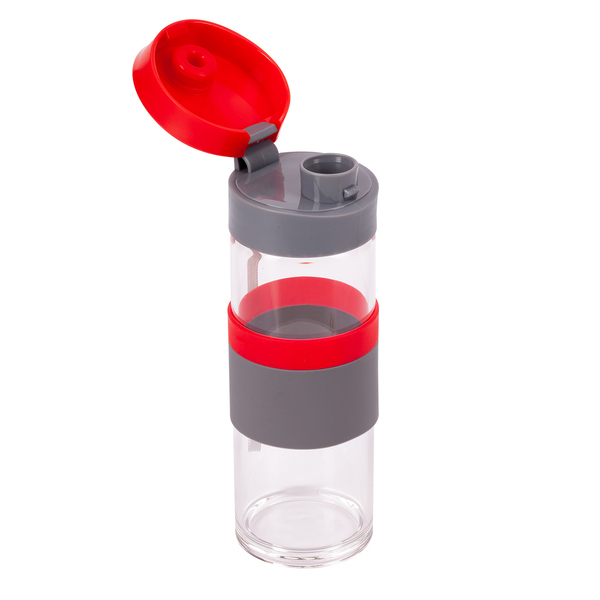 R08290.08 - Szklana butelka Top Form 440 ml, czerwony
