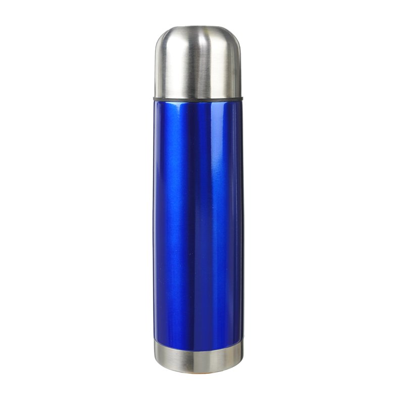 R08383 - Metalowy termos Picnic 480 ml + 2 kubki, niebieski/srebrny