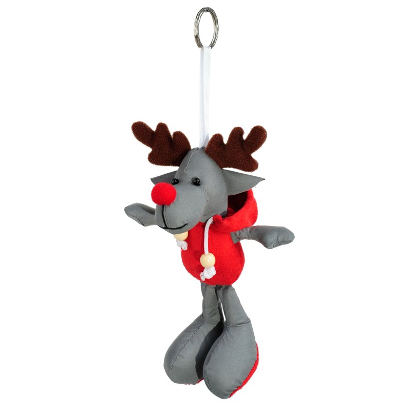 R73839 - Brelok Reindeer, szary/czerwony 